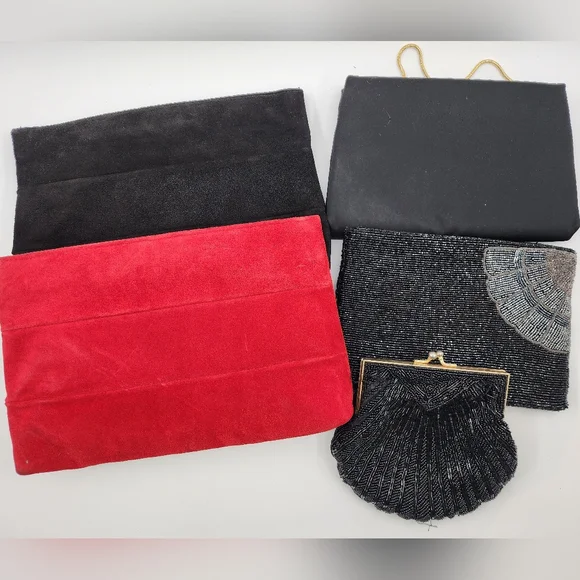 Lot Of 5 Vintage Faux Suede / Beaded Purses - Picture 13 of 13